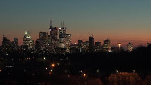 Downtown Toronto at dusk from Broadview Park