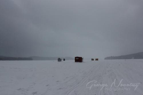 Ice Fishing Huts on Lake of Bays