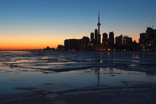 Toronto Harbour, winter sunset